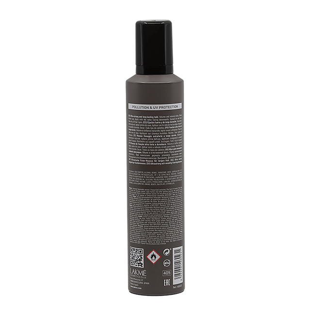 Black spray bottle with text on a white background