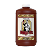 Bottle of Modern King Talc with a label featuring a historical figure on a white background