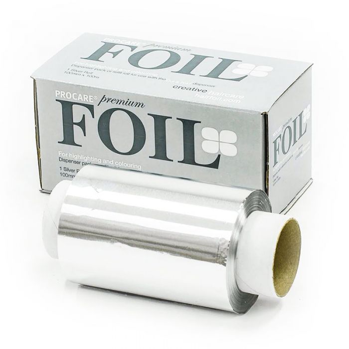 Roll of foil with Procare premium foil packaging on a white background