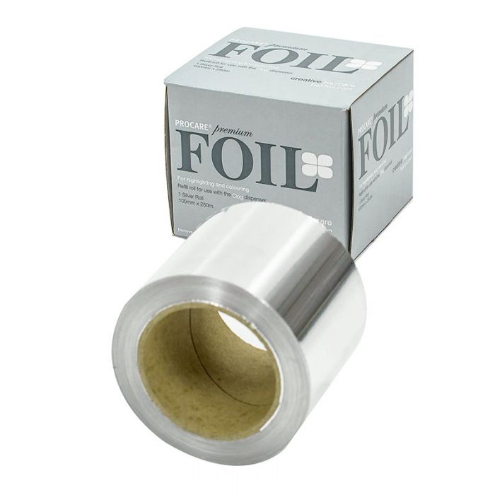 Roll of foil with a box labeled 'FOIL' on a white background