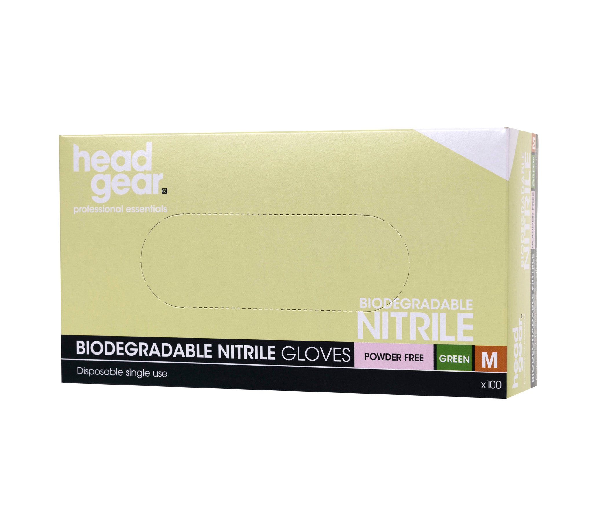 Headgear - Nitrile biodegradable powder free gloves - Medium