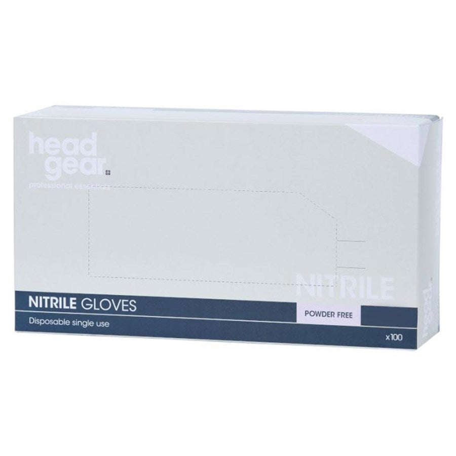 Box of headgear nitrile gloves on a white background